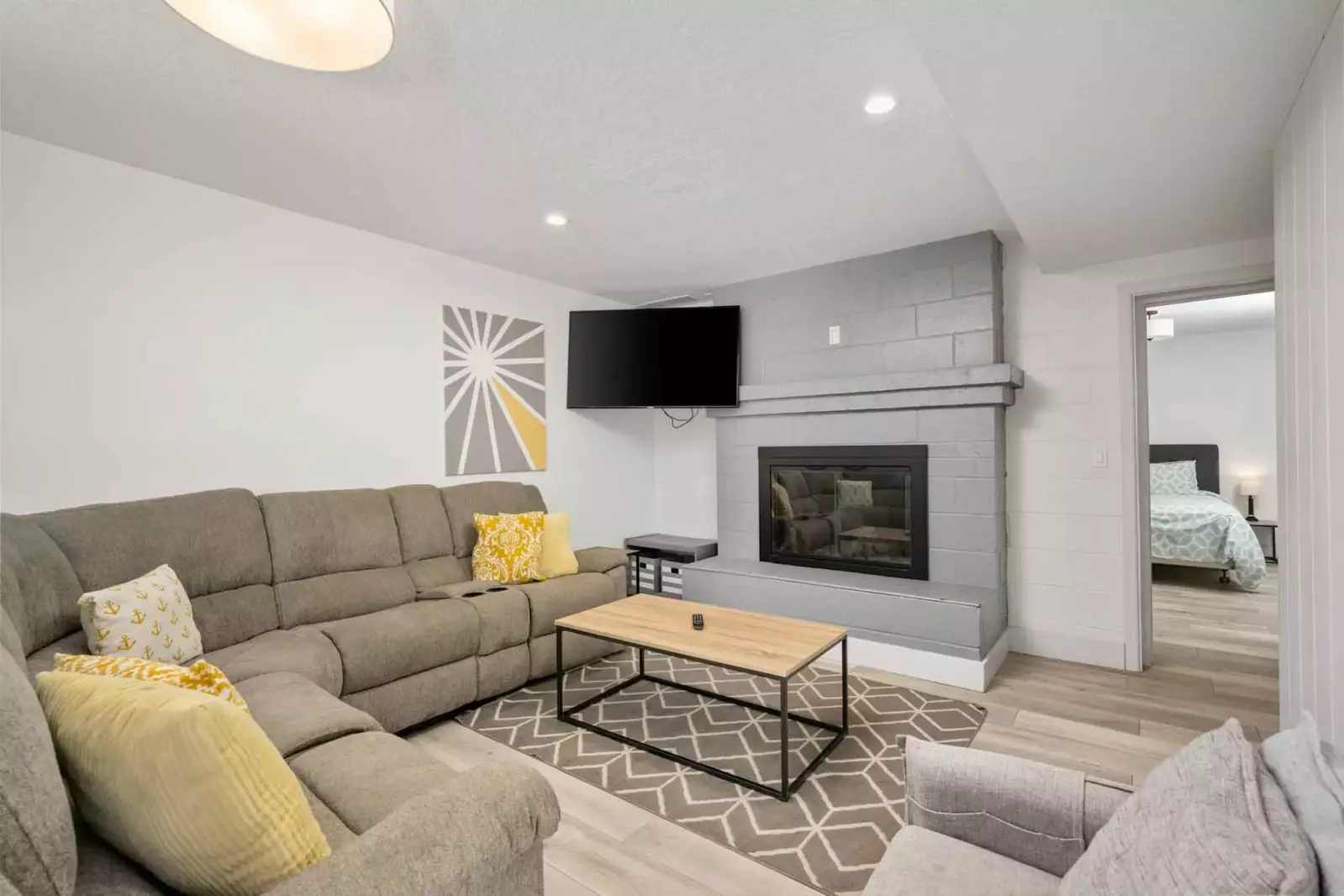 This room also has a fireplace to help guests stay cozy.