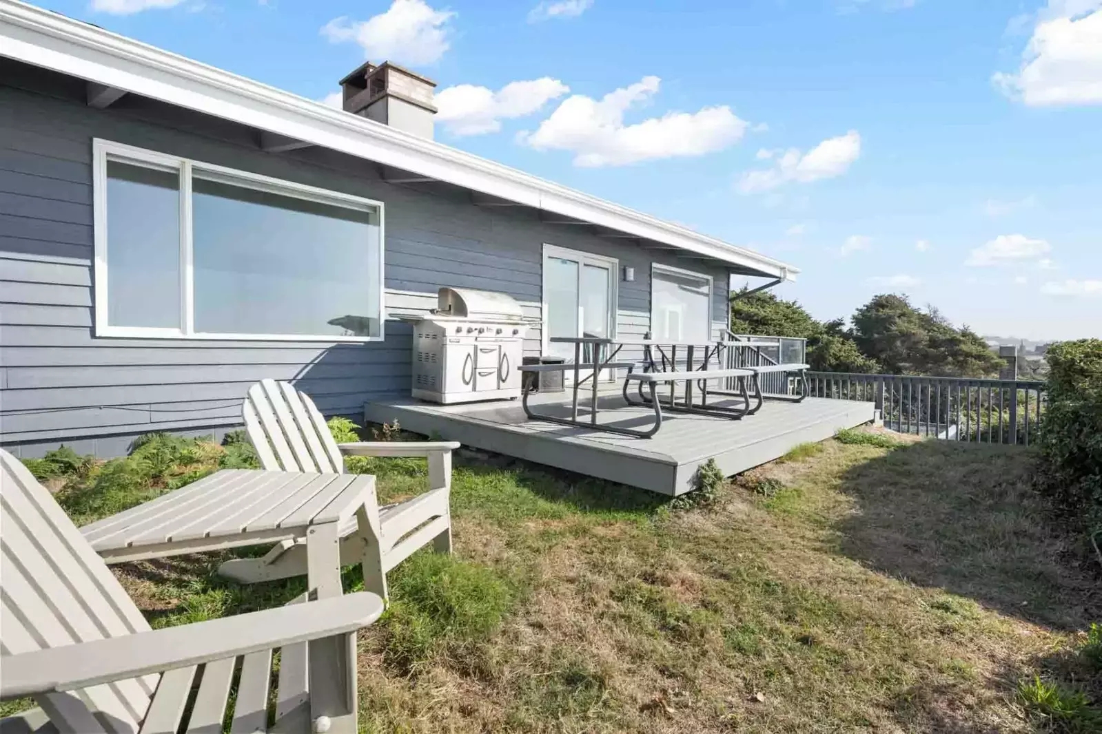 The deck is a perfect place to hang out and enjoy the ocean view.