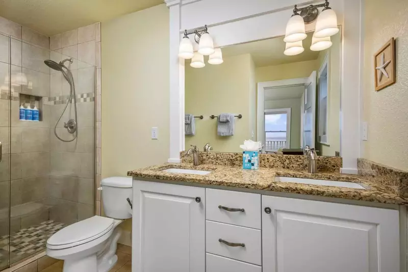 The bathrooms are recently updated and built with care.