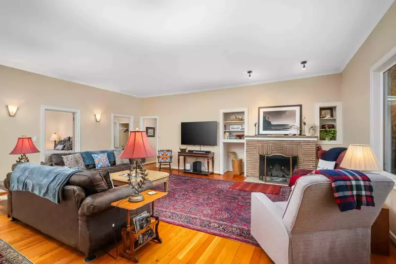 The fireplace keeps guests cozy year-round!