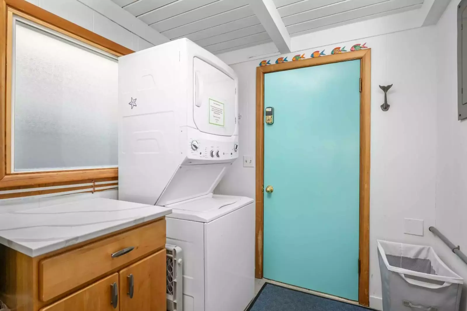 This rental has an up to date washing machine and dryer for guest use.