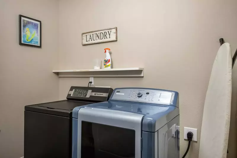 This rental has an up to date washing machine and dryer for guest use.