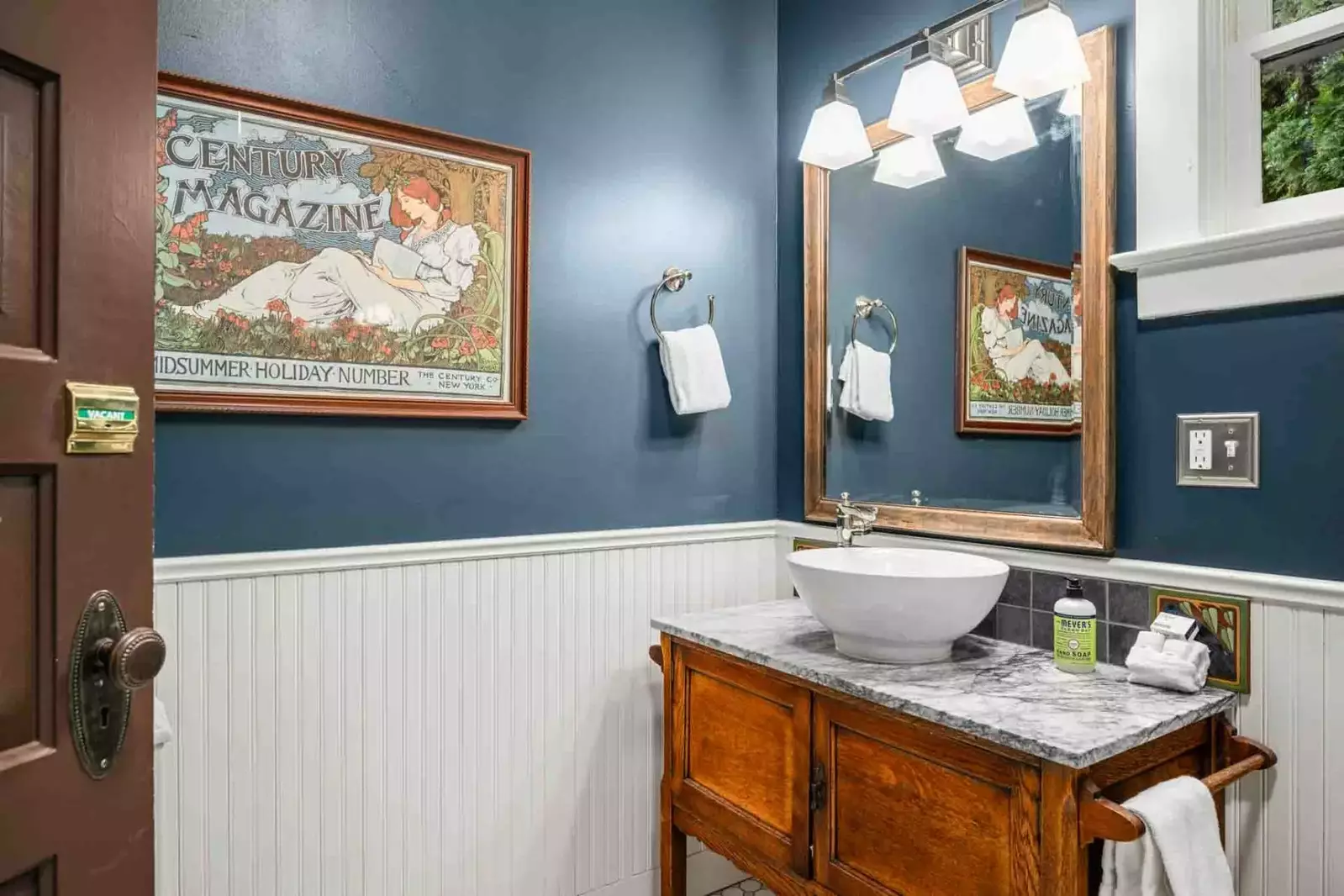 Each floor has a bathroom, each with a shower.