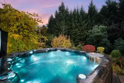 Soak up the views and unwind in the private hot tub.