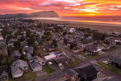 Just a short walk from the wide, sandy beach and crashing waves.