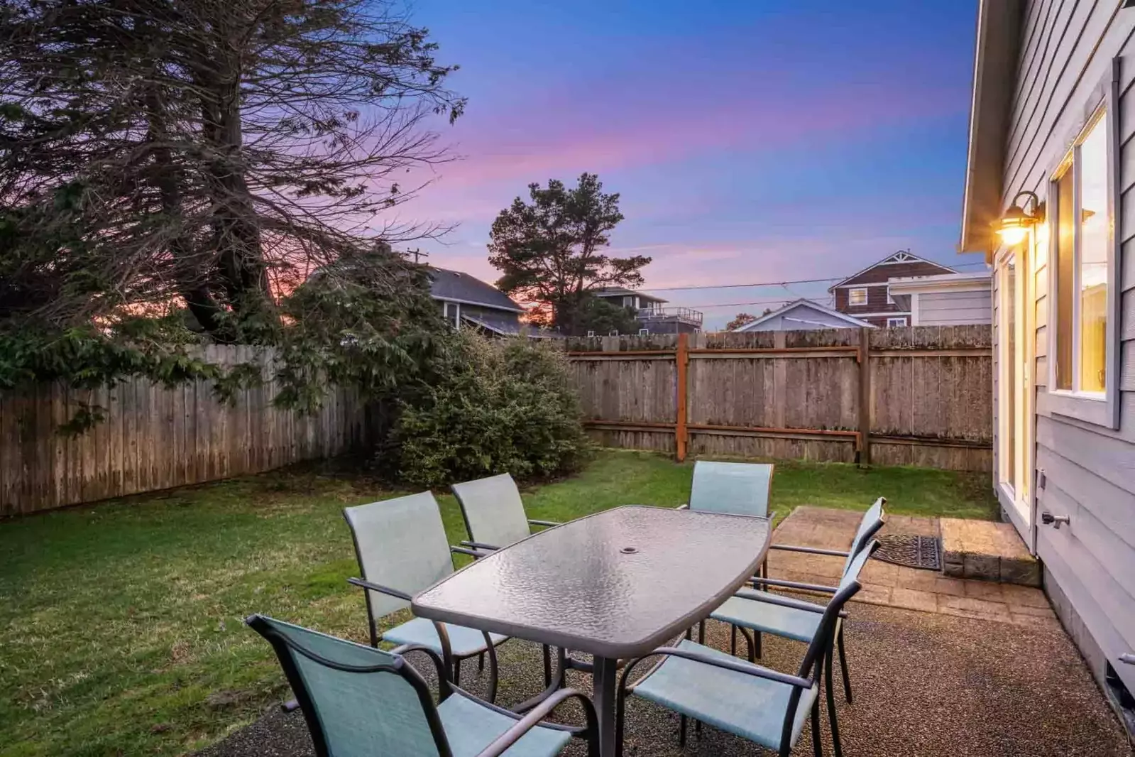 Enjoy warm summer nights out in this spacious yard.
