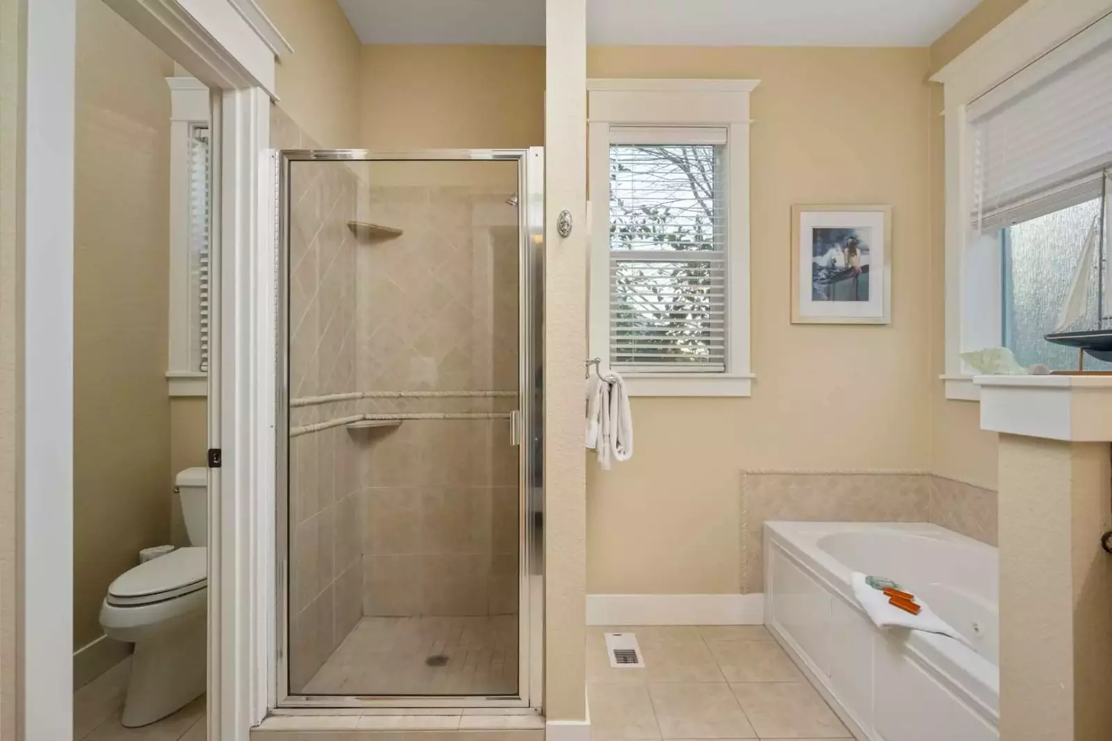 The bathrooms are recently updated, built with care, and have excellent water pressure.