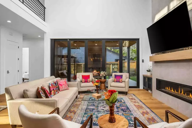 The large tv is excellent for entertaining the whole family.