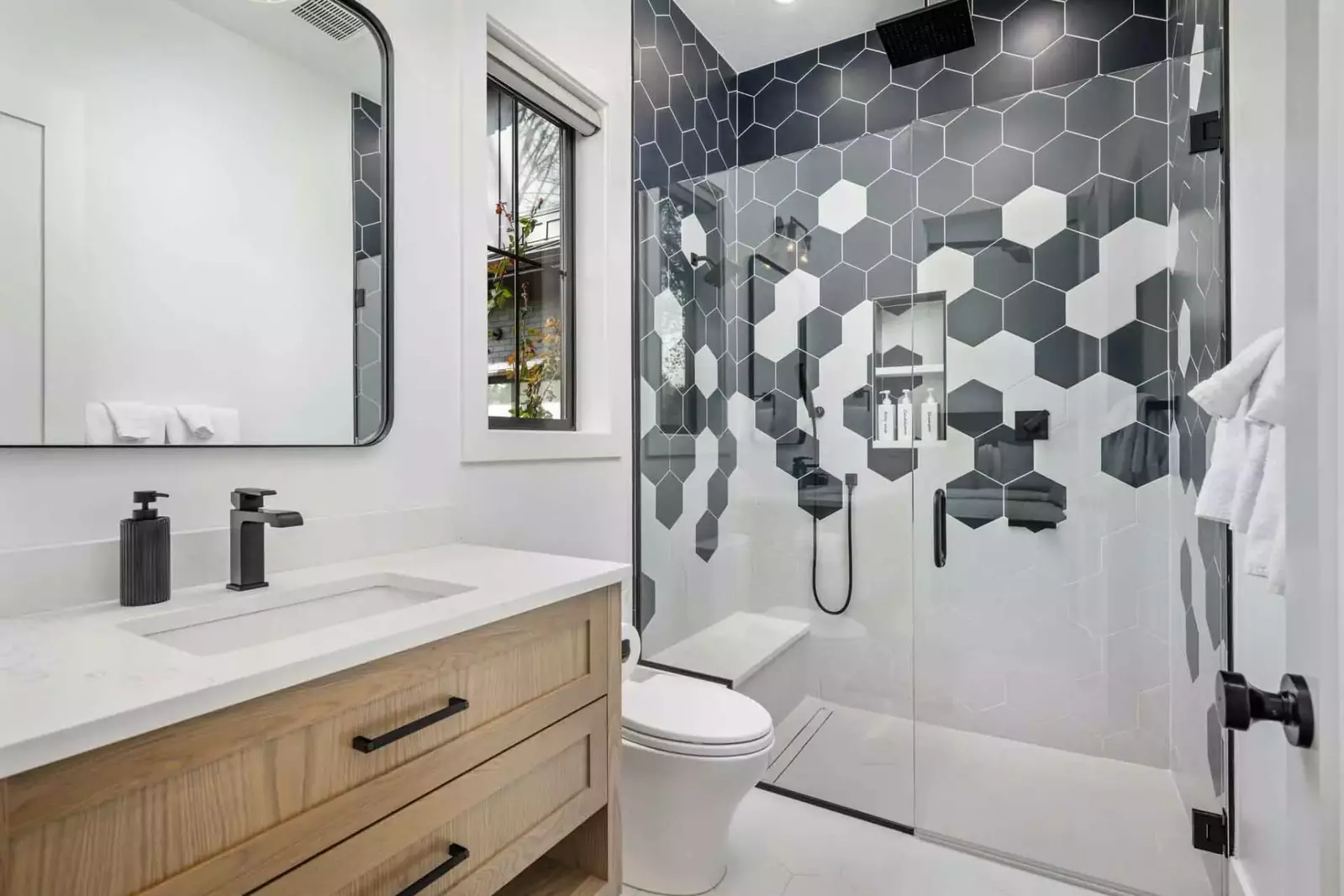 The showers are spacious, up to date, and have excellent water pressure.