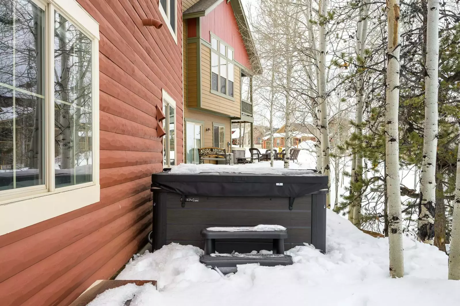 The hot tub is an excellent place to warm up during a chilly winter.