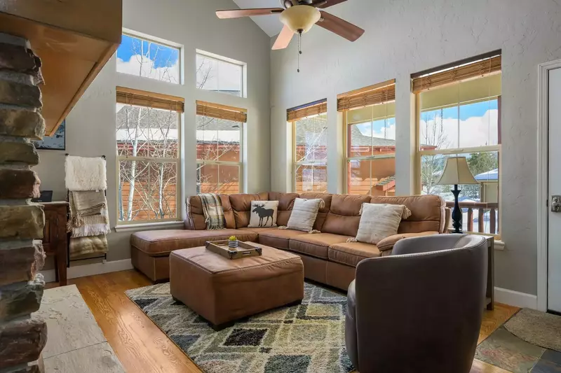 Relax in one of the many cozy areas after a fun day playing in the snow.