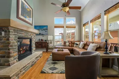 The fireplace creates a warm and cozy mood in every season.