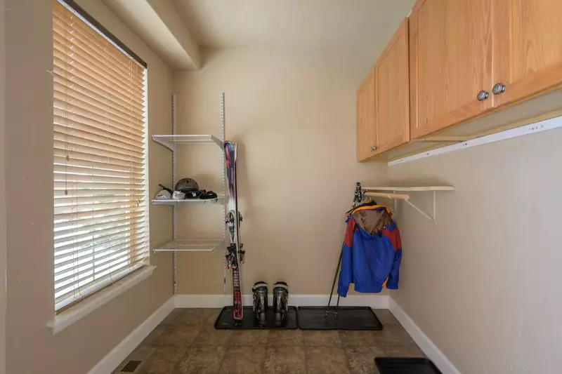 An excellent place to stow skis, snowboards, sleds, and other snow gear.