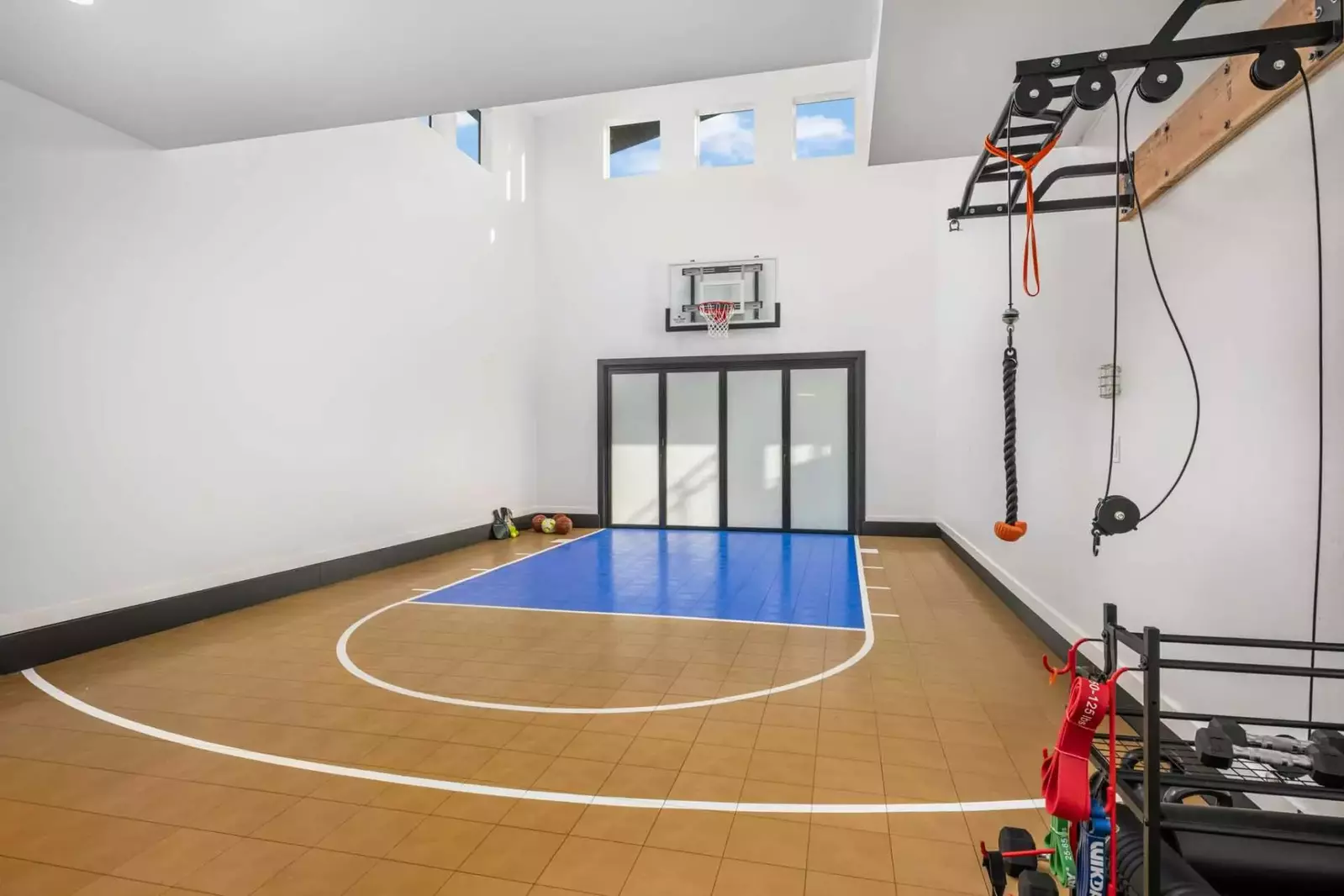 Play a game in the indoor half basketball court!