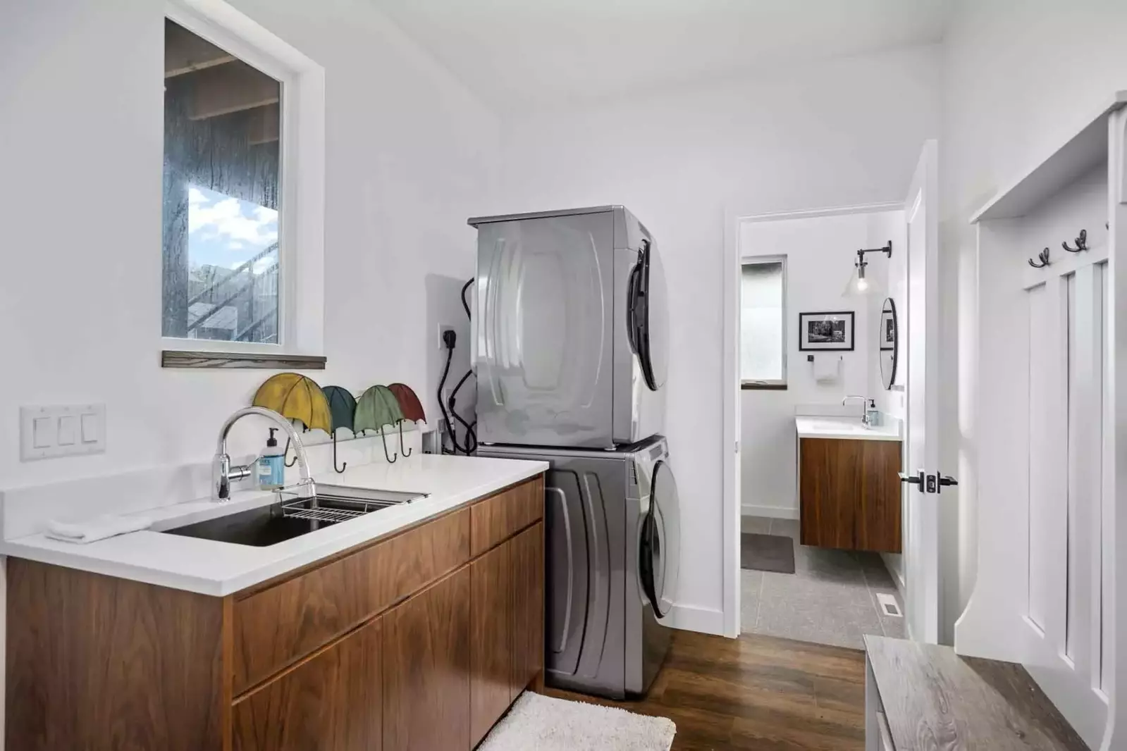 This rental has an up to date washing machine and dryer for guest use.