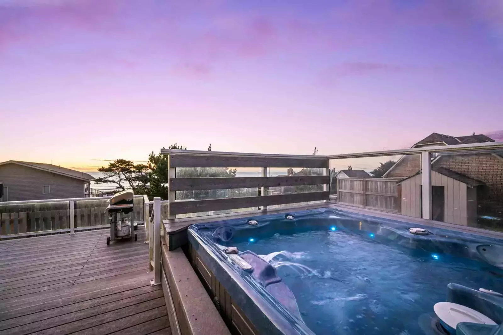 The hot tub is a favorite amenity, perfect during warm summers and chilly winters.