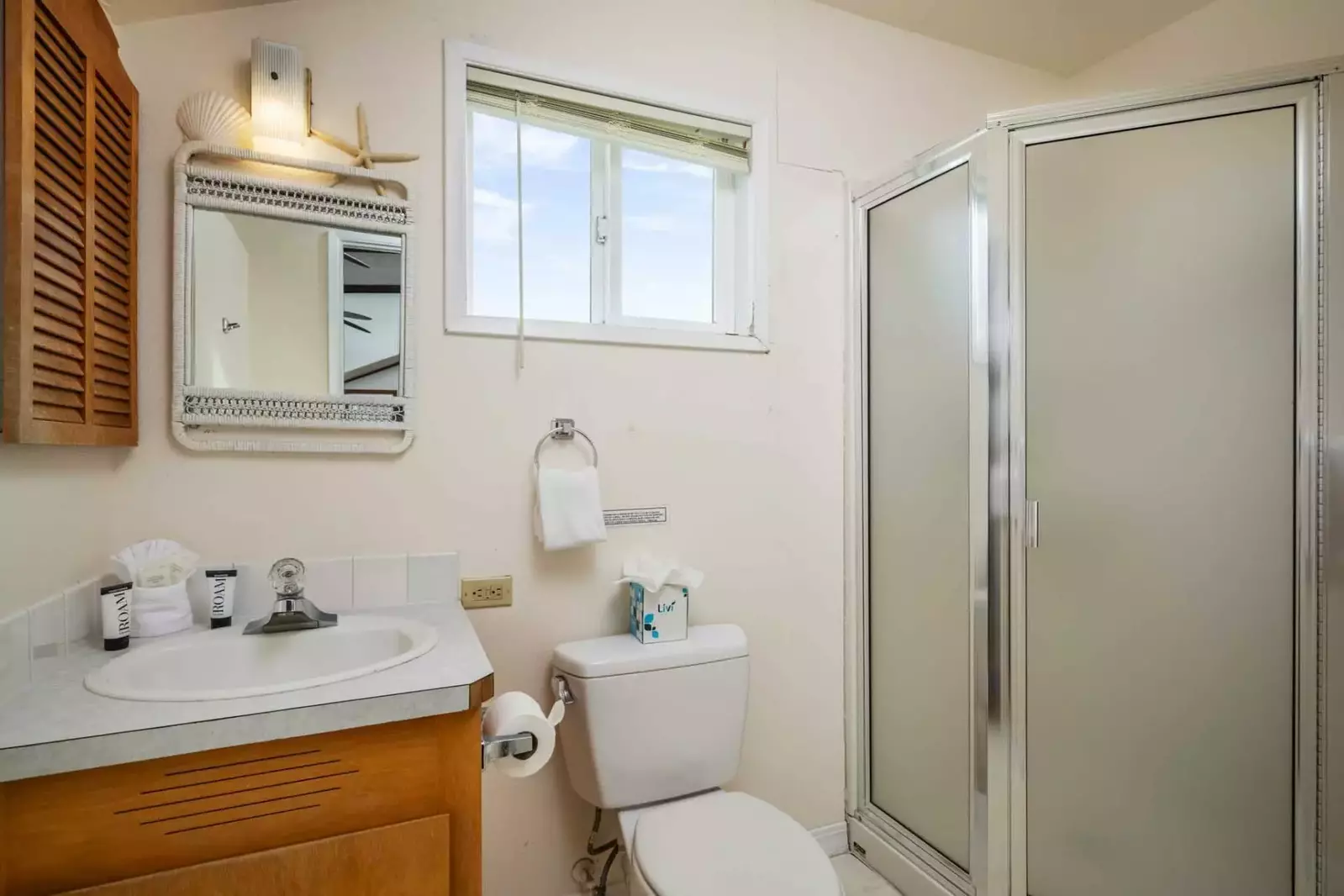 The shower is up to date and has excellent water pressure.