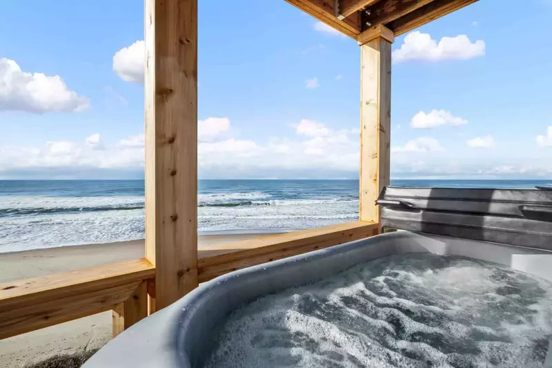 The hot tub is a favorite amenity perfect during warm summers and chilly winters.  It has a great view of the ocean.