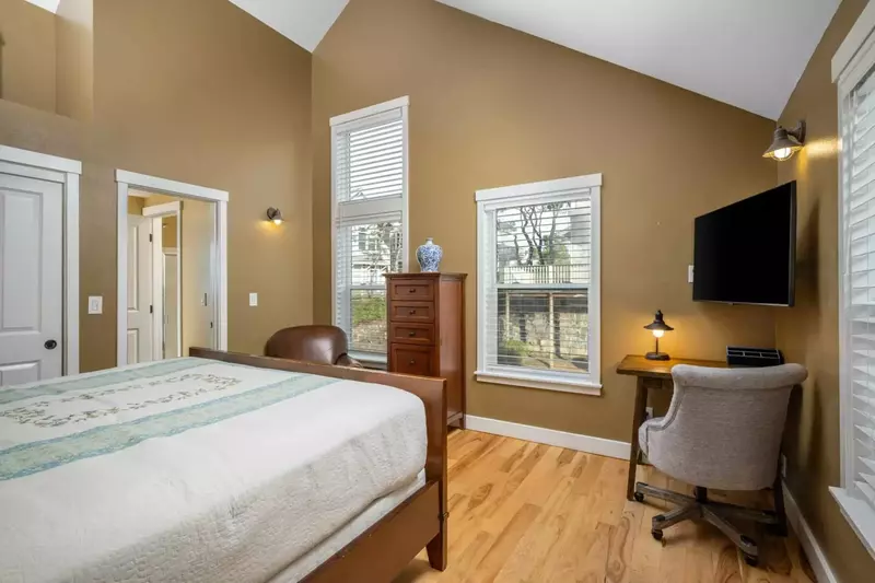 This room has a smart tv and desk for guest use.