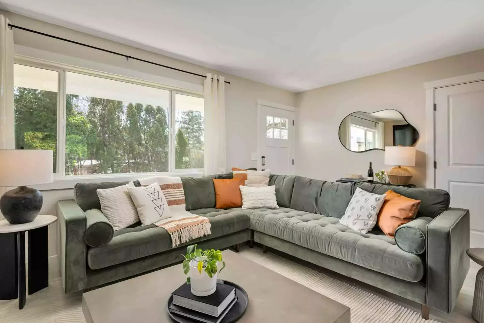 The living room is an open common area perfect for relaxing and recharging after a day of adventures.