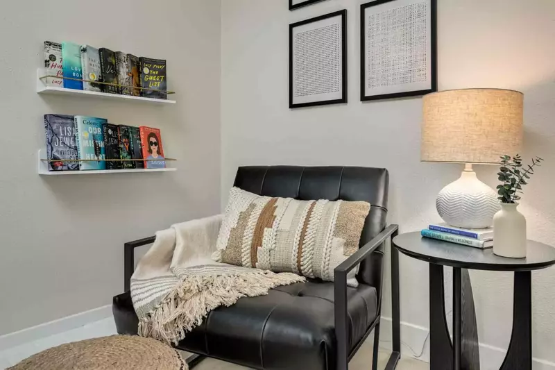 Spend a relaxing day reading a book from this rental's library.