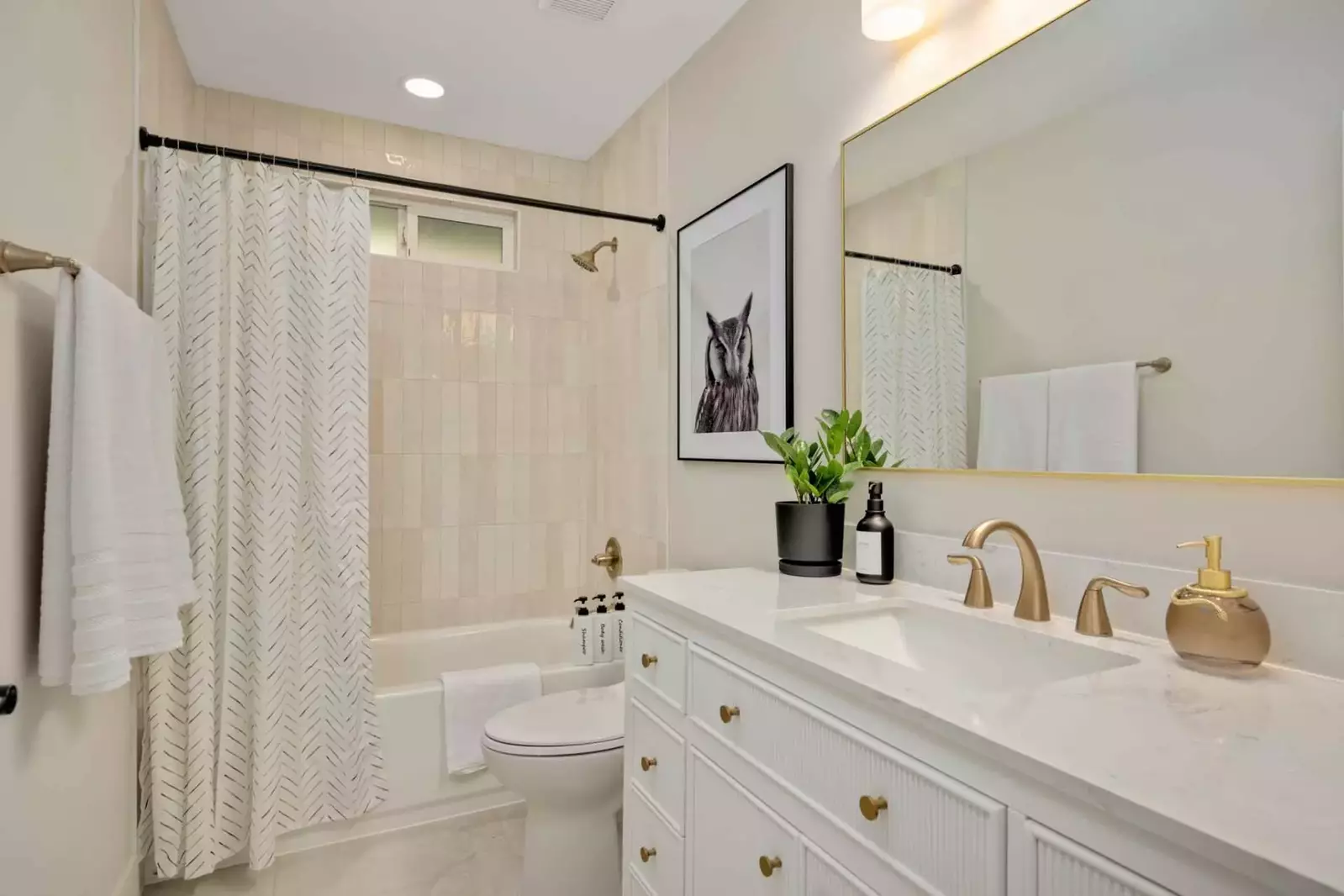 The bathrooms are recently updated and built with care.