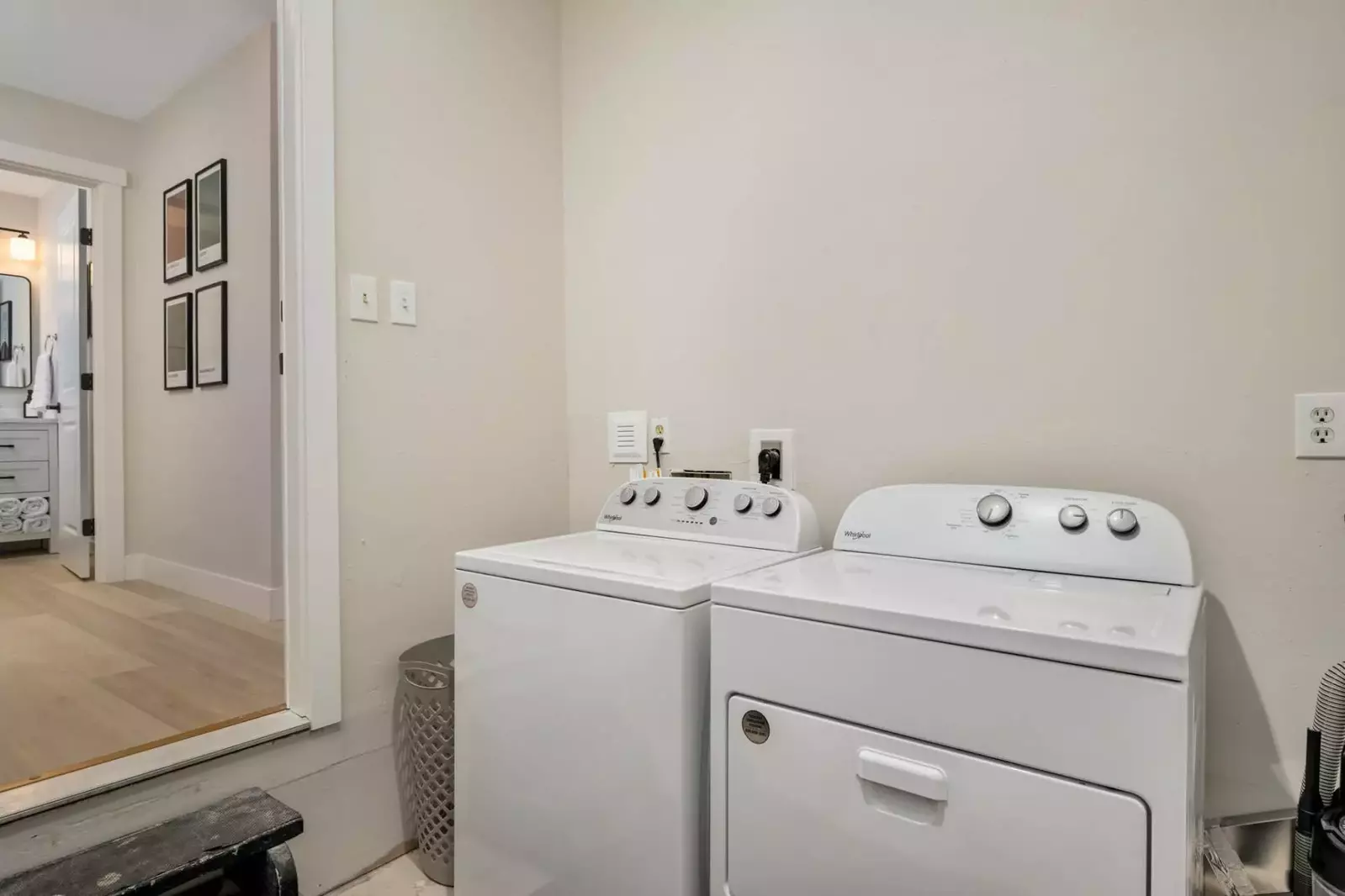 This rental has an up to date washing machine and dryer for guest use.