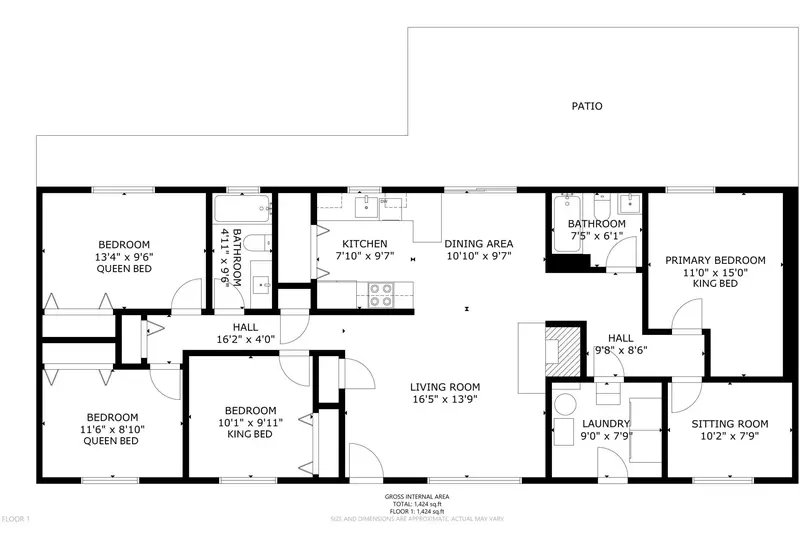 A detailed floor plan of this rental.
