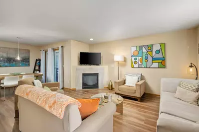 Watch you favorite movies, shows, and sports on this smart tv while relaxing in front of a cozy fire.