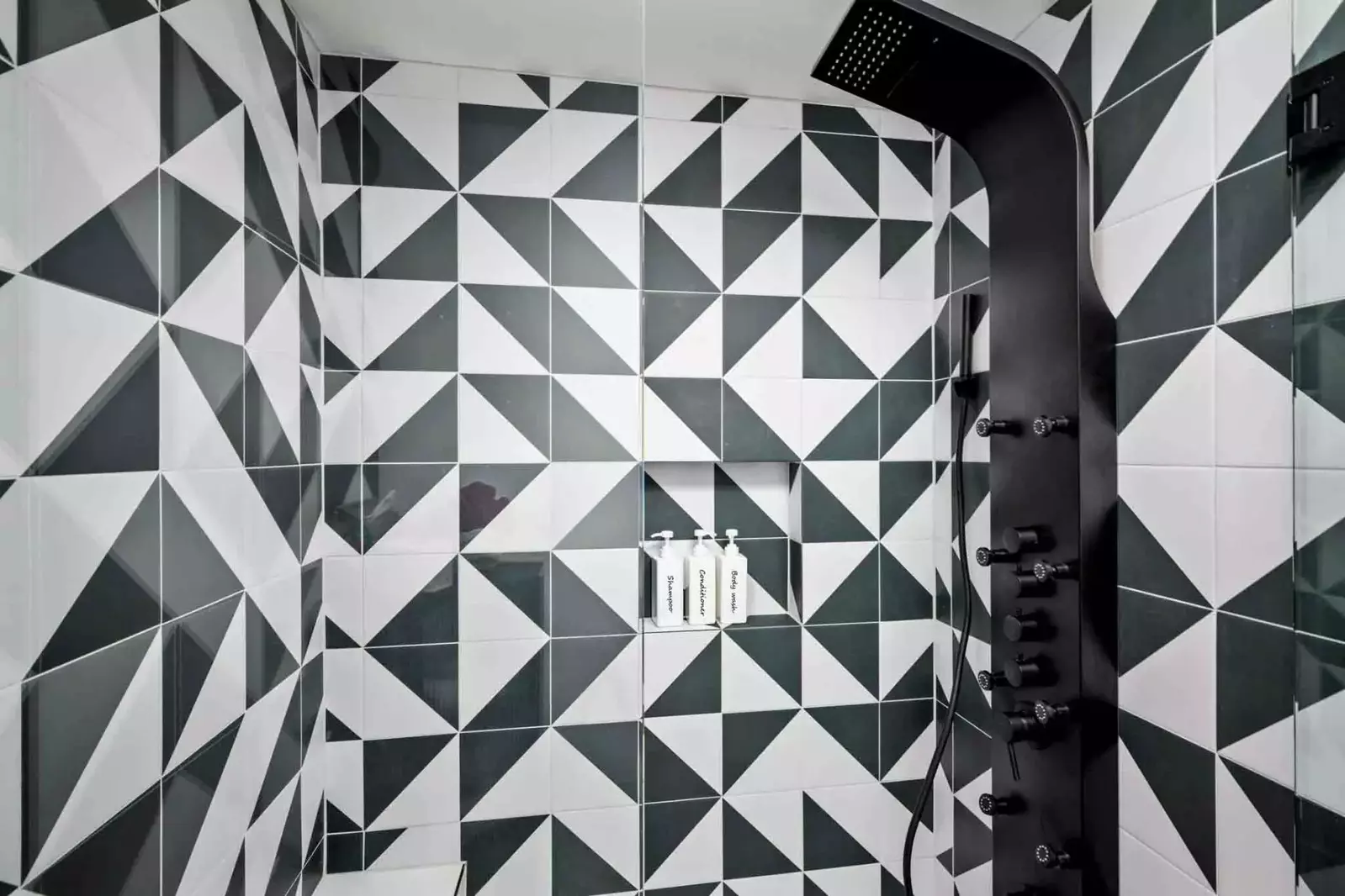 This newly constructed and luxurious shower has many advanced features.