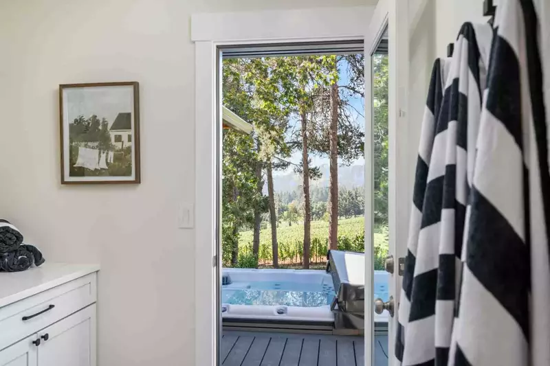 After soaking in the hot tub, easily access the home