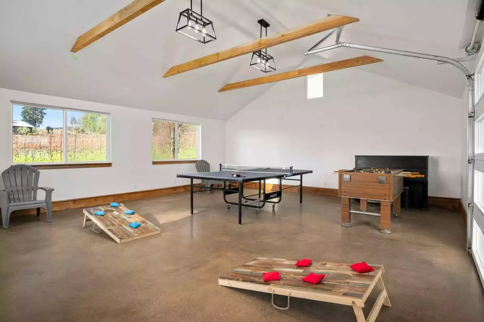 The game room is a fun place to hang out with friends and family. Enjoy foosball, cornhole, ping pong, and more.