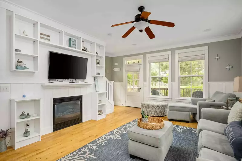 Watch you favorite movies, shows, and sports on this smart tv while relaxing in front of a cozy fire.