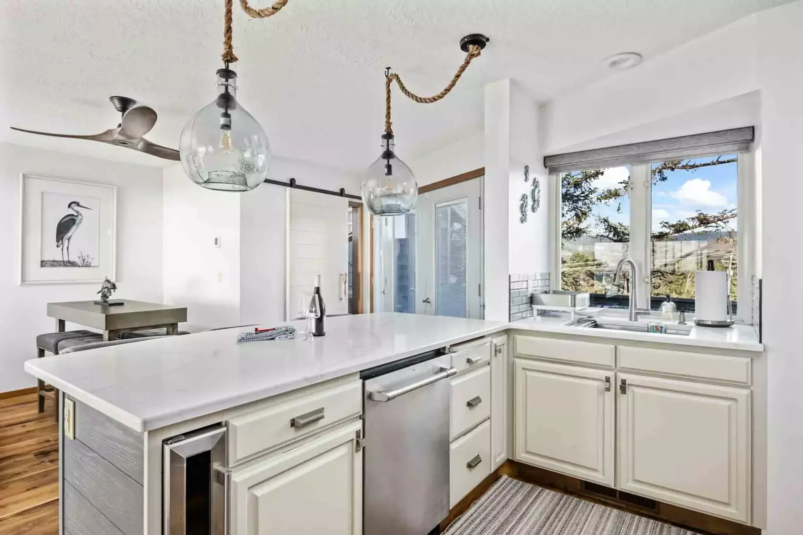 The kitchen has ample counter space and up to date appliances.
