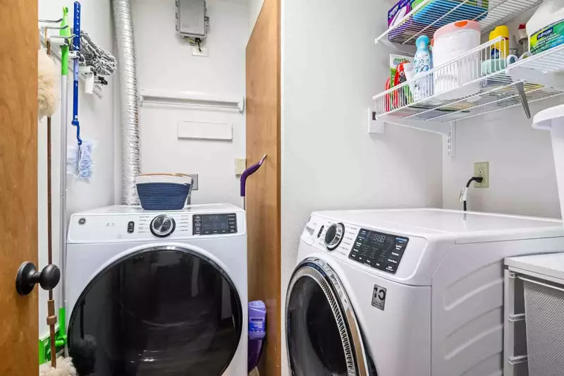 This rental has an up to date washing machine and dryer for guest use.