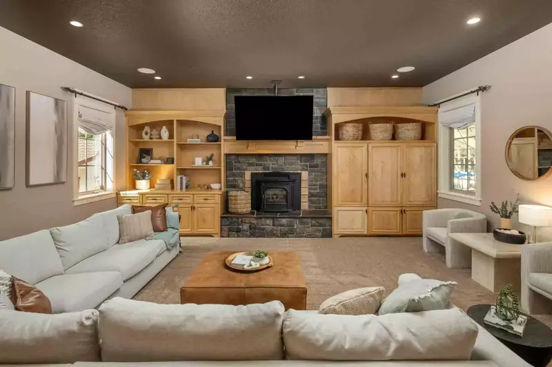 Watch you favorite movies, shows, and sports on this smart tv while relaxing in front of a cozy fire.