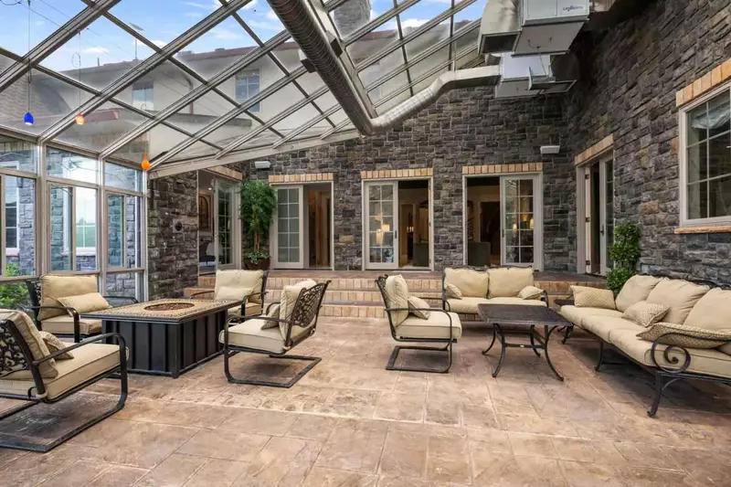 The massive windows and glass ceiling allow guests to enjoy lovely views yearound.