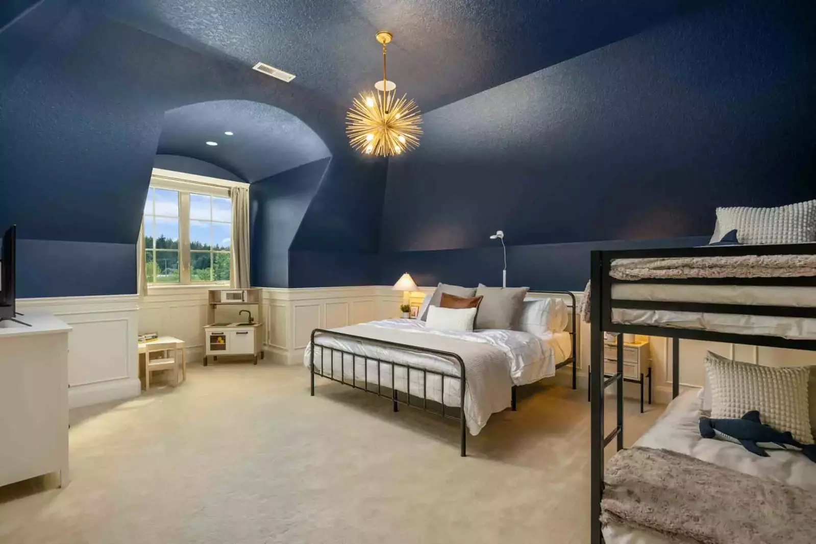 The bunk room has a lot of features kids will love!