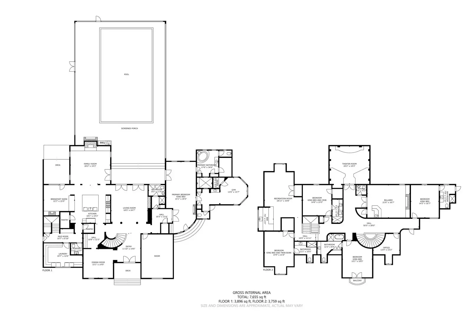 A detailed floor plan of Horseshoe Haven.
