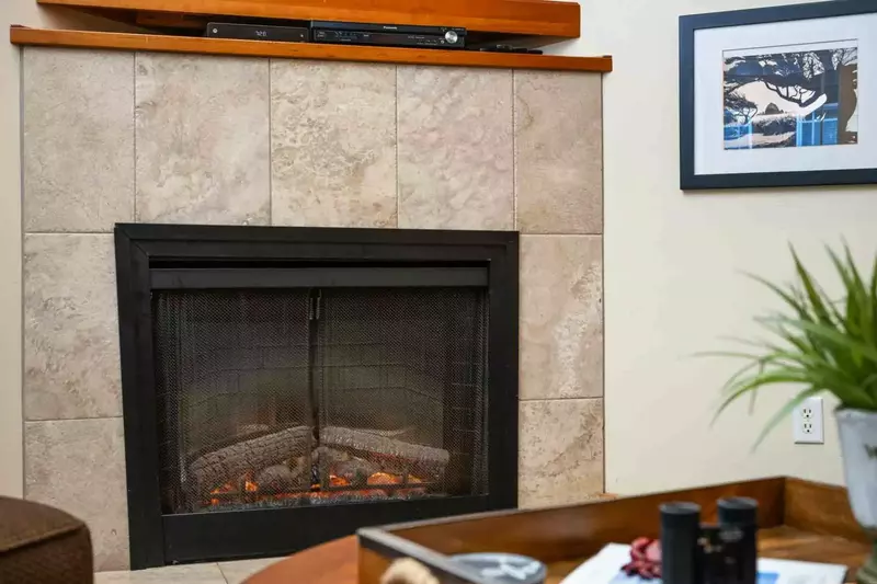 A warm fireplace to enjoy after a day on the lake!