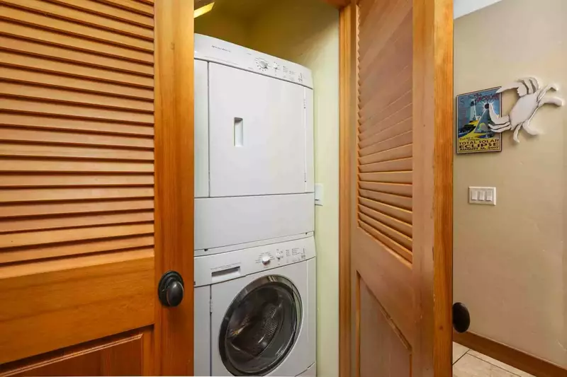 This rental has an up to date washing machine and dryer for guest use.