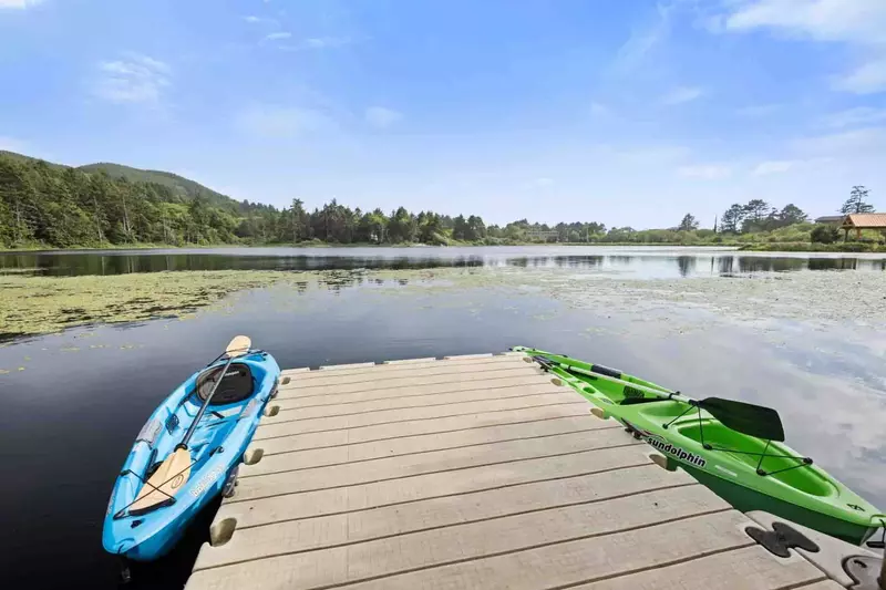 The lake is a great place to kayak, swim, fish, and birdwatch.