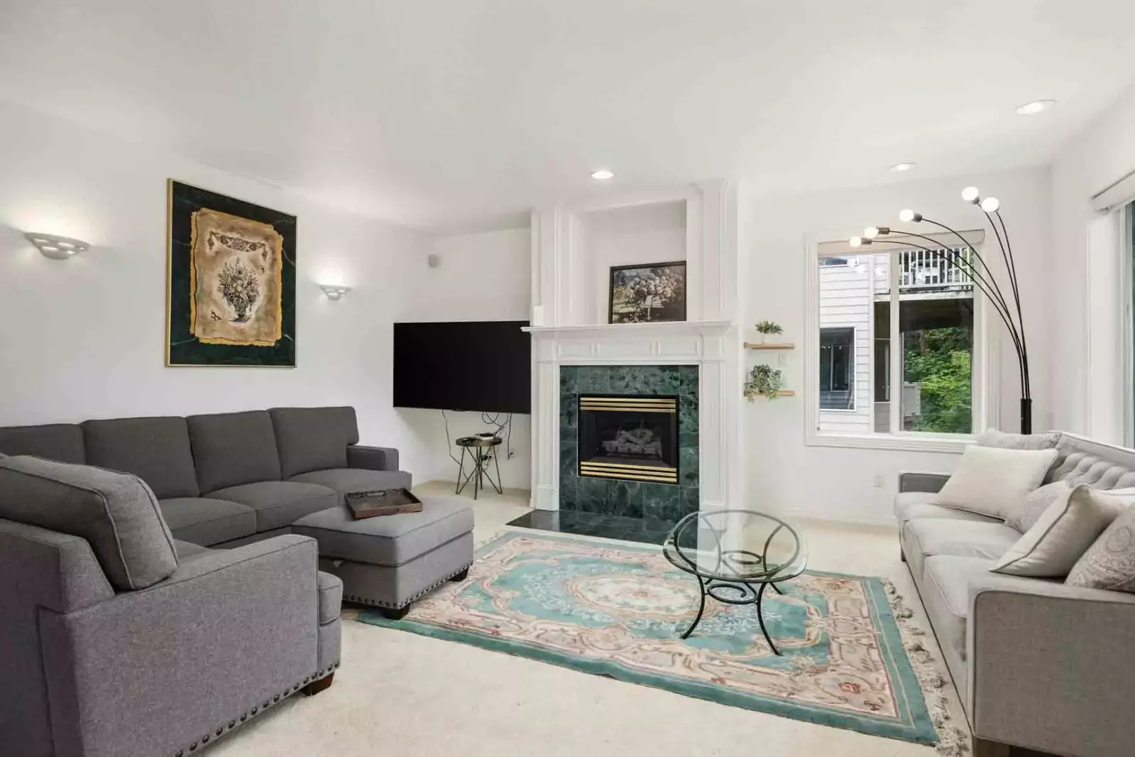 Watch you favorite movies, shows, and sports on this smart tv while relaxing in front of a cozy fire.