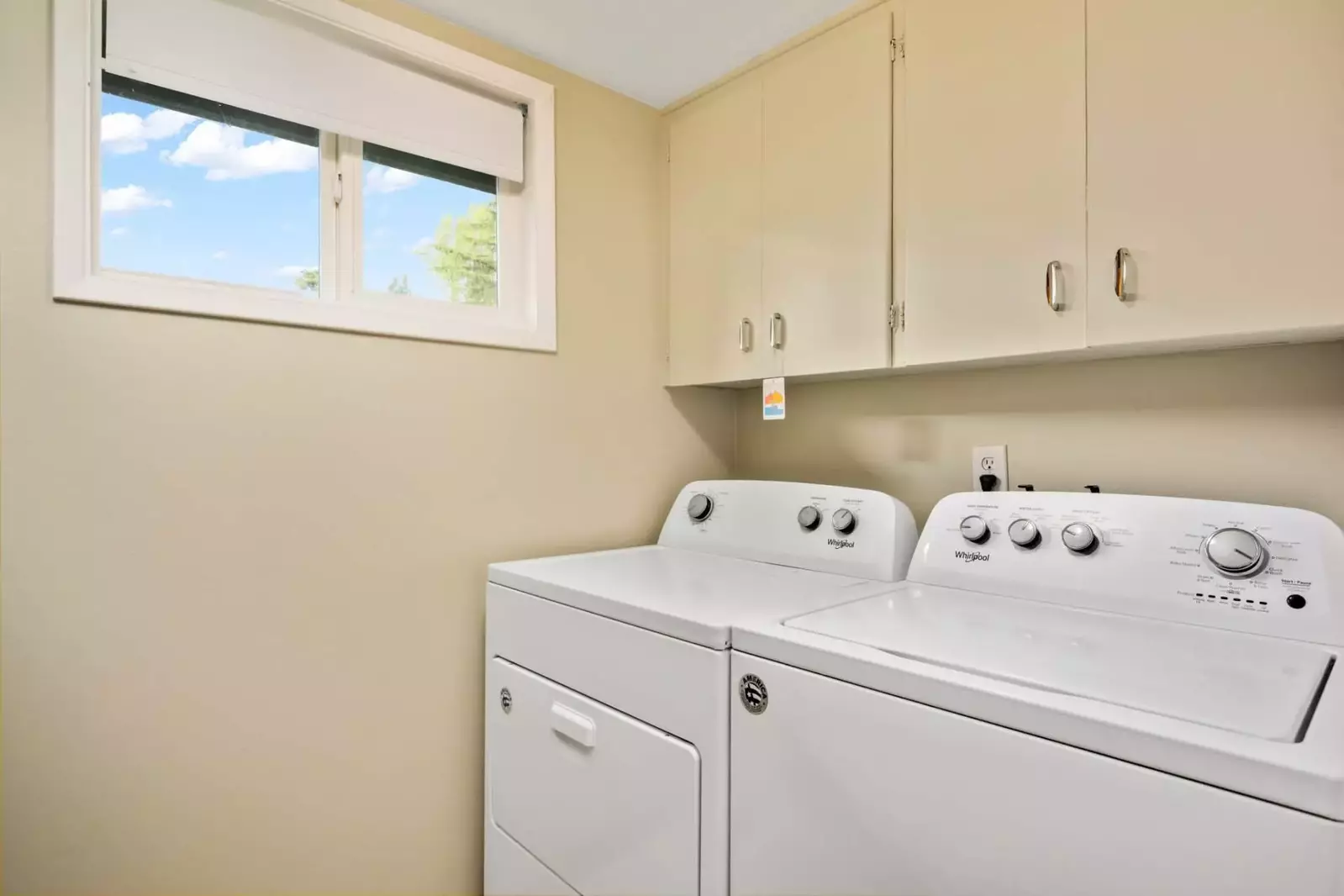 This rental has an up to date washing machine and dryer for guest use.
