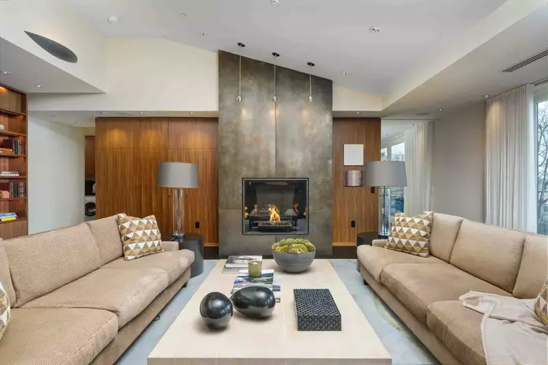 Enjoy exquisite views while relaxing in front of a cozy fireplace.