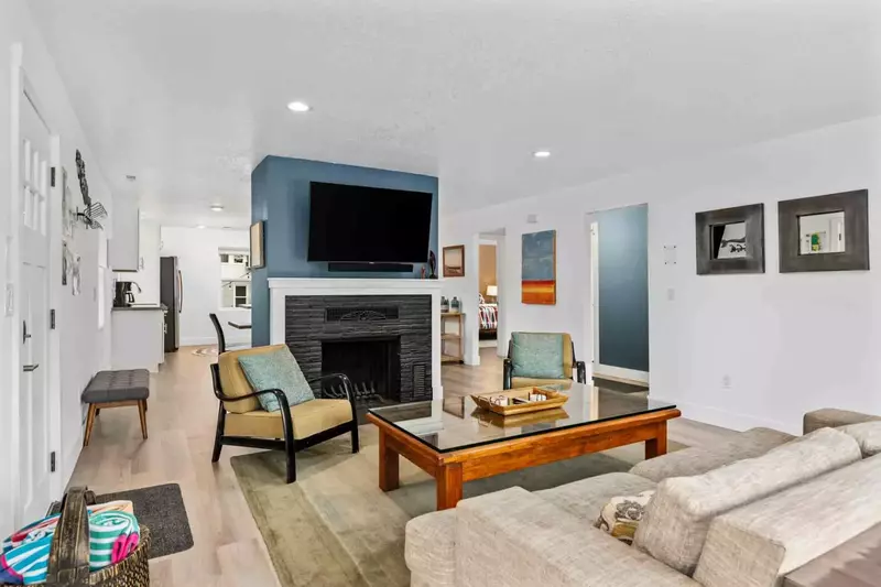 Watch you favorite movies, shows, and sports on this smart tv while relaxing in front of a cozy fire.