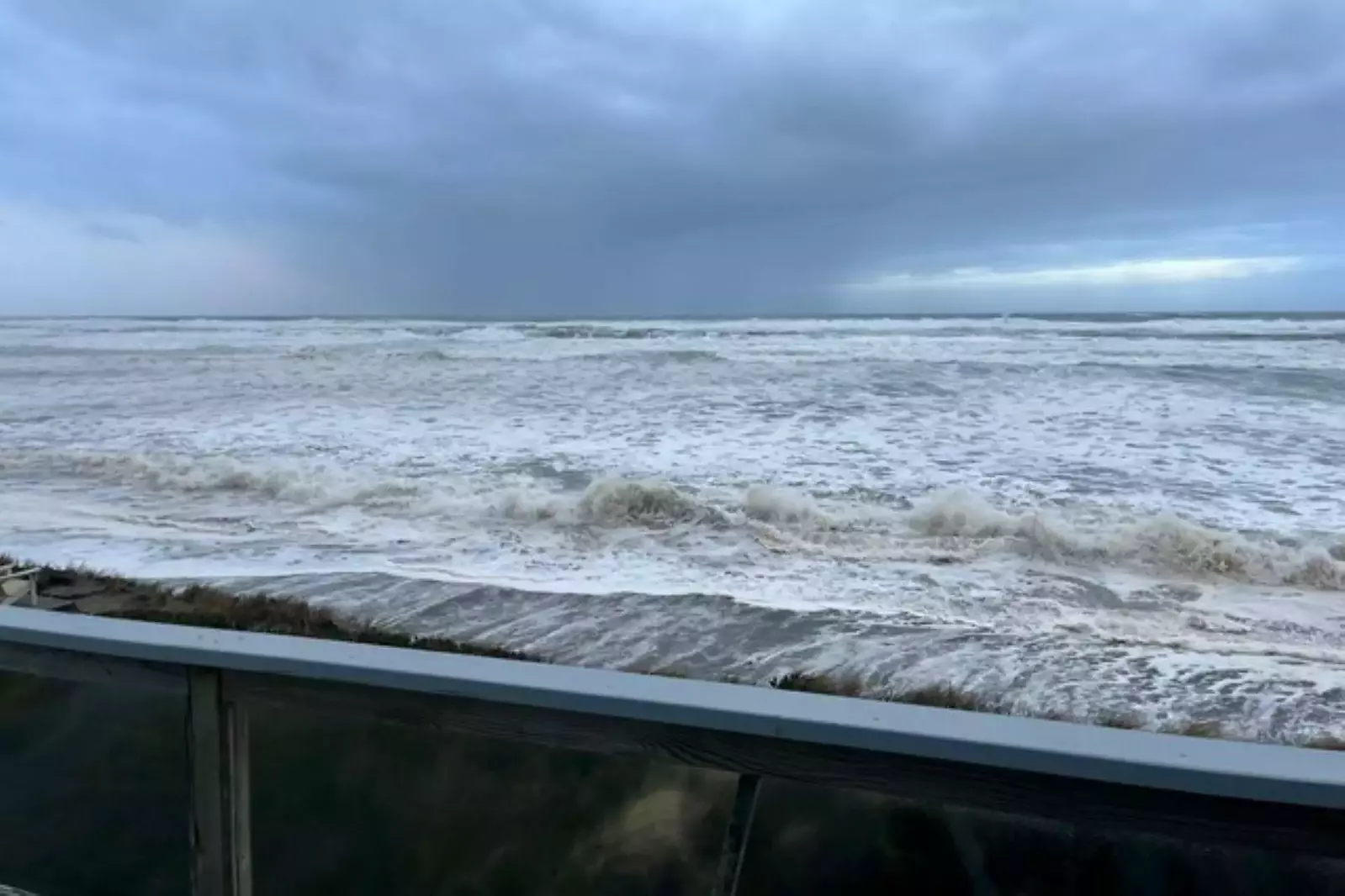 Views from the primary bedroom of the wintery ocean.