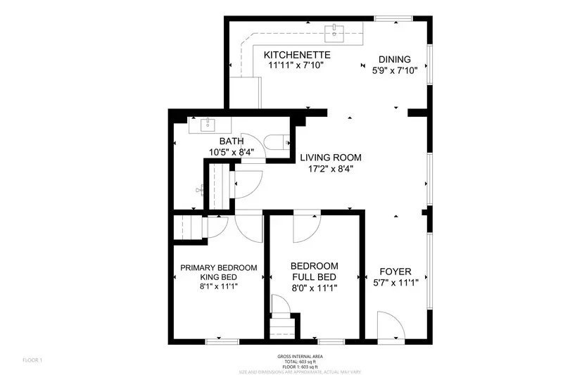 A detailed floor plan of Inn at Rockaway Beach Unit 5.
