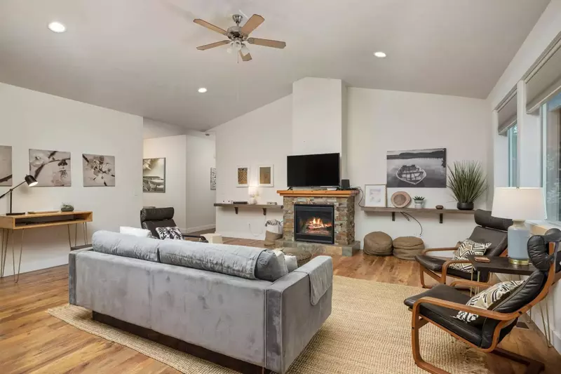 Watch you favorite movies, shows, and sports on this smart tv while relaxing in front of a cozy fire.