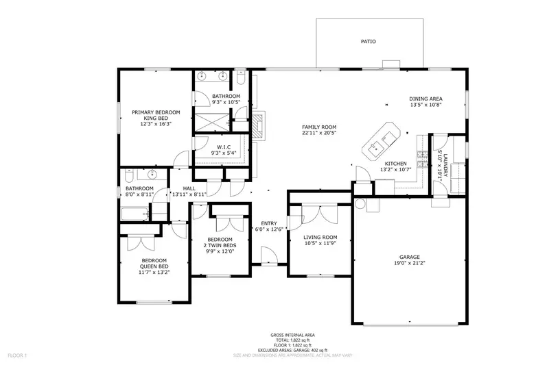 A detailed floor plan of this rental.